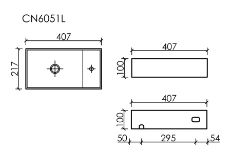 Раковина из сантехнического фарфора Ceramica Nova ELEMENT CN6051LMW 40х20 подвесная цвет белый 1 отверстие под смеситель